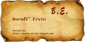 Borsó Ervin névjegykártya