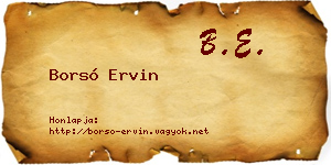 Borsó Ervin névjegykártya